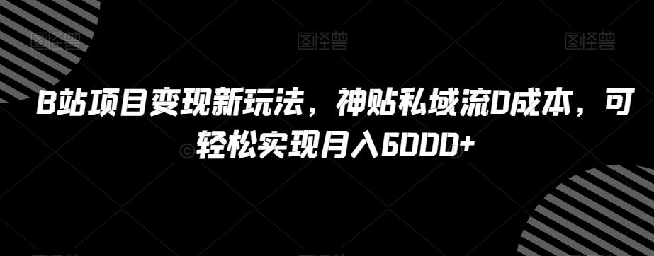 B站项目变现新玩法，神贴私域流0成本，可轻松实现月入6000+【揭秘】-网创小站