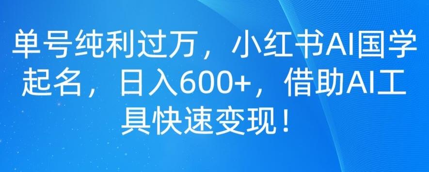 单号纯利过万，小红书AI国学起名，日入600+，借助AI工具快速变现-网创小站