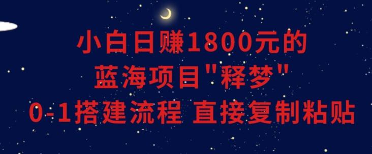 小白能日赚1800元的蓝海项目”释梦”0-1搭建流程可直接复制粘贴长期做【揭秘】-网创小站