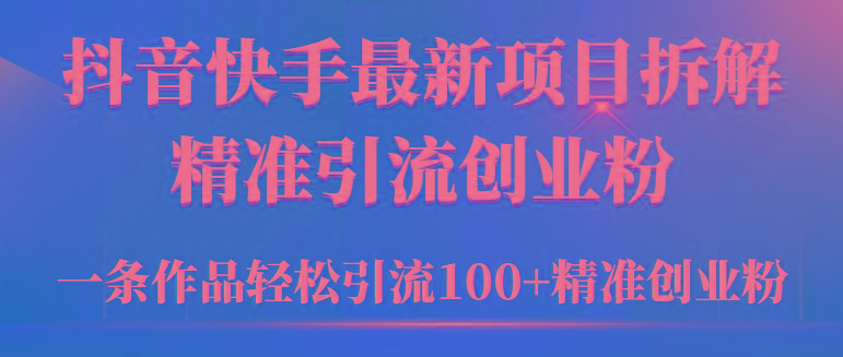 (9447期)2024年抖音快手最新项目拆解视频引流创业粉，一天轻松引流精准创业粉100+-网创小站
