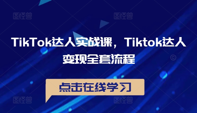 TikTok达人实战课，Tiktok达人变现全套流程-网创小站