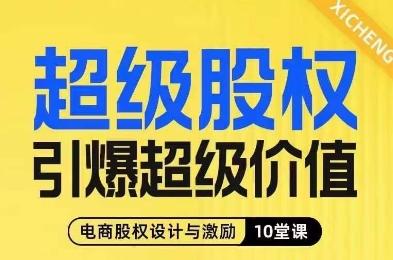 超级股权引爆超级价值，电商股权设计与激励10堂线上课-网创小站