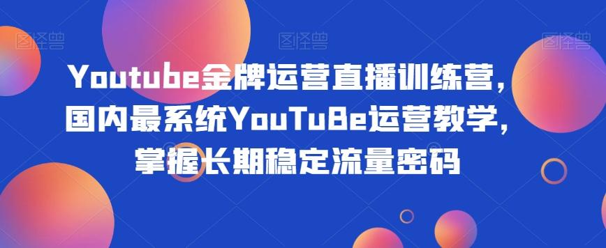Youtube金牌运营直播训练营，国内最系统YouTuBe运营教学，掌握长期稳定流量密码-网创小站
