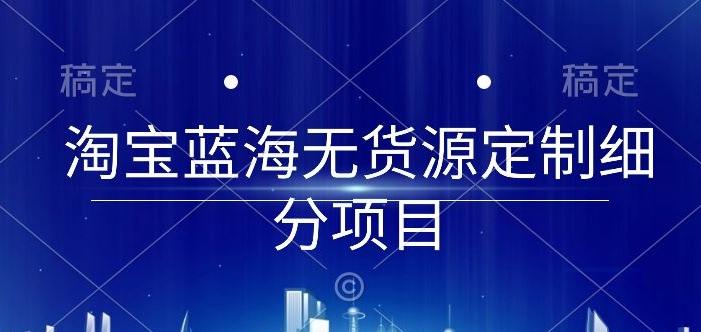 淘宝蓝海无货源定制细分项目，从0到起店实操全流程【揭秘】-网创小站