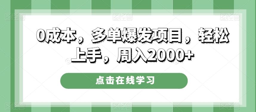 0成本，多单爆发项目，轻松上手，周入2000+-网创小站
