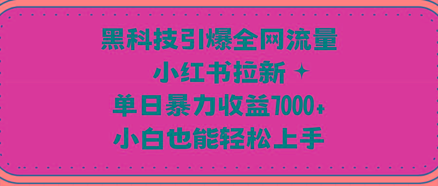 (9679期)黑科技引爆全网流量小红书拉新，单日暴力收益7000+，小白也能轻松上手-网创小站