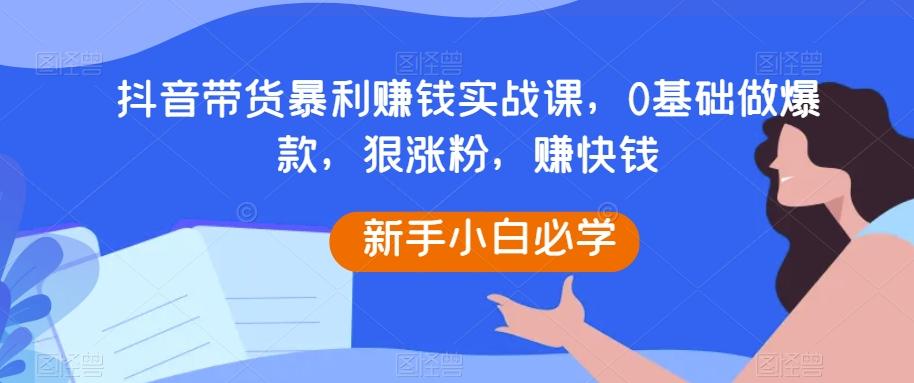 抖音带货暴利赚钱实战课，0基础做爆款，狠涨粉，赚快钱-网创小站