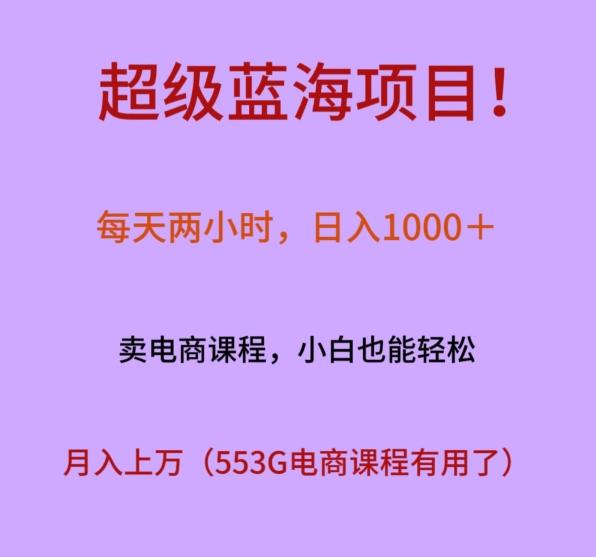 超级蓝海项目！每天两小时，日入‌1000＋，卖电商课程，小白也能轻‌松，月入上万-网创小站