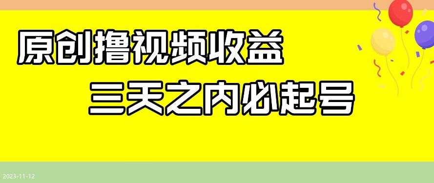 最新撸视频收益，三天之内必起号，一天保底100+【揭秘】-网创小站