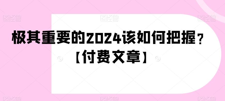 极其重要的2024该如何把握？【付费文章】-网创小站