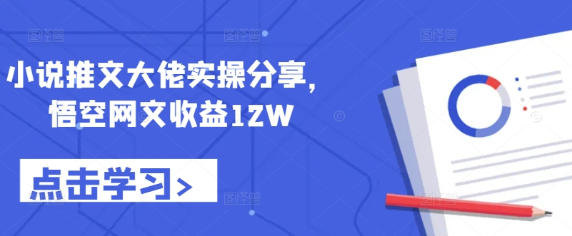小说推文大佬实操分享，悟空网文收益12W-网创小站