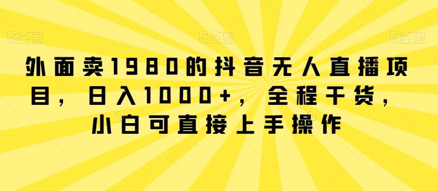 外面卖1980的抖音无人直播项目，日入1000+，全程干货，小白可直接上手操作【揭秘】-网创小站