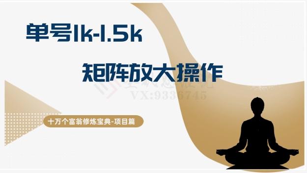 十万个富翁修炼宝典15.单号1k-1.5k，矩阵放大操作-网创小站