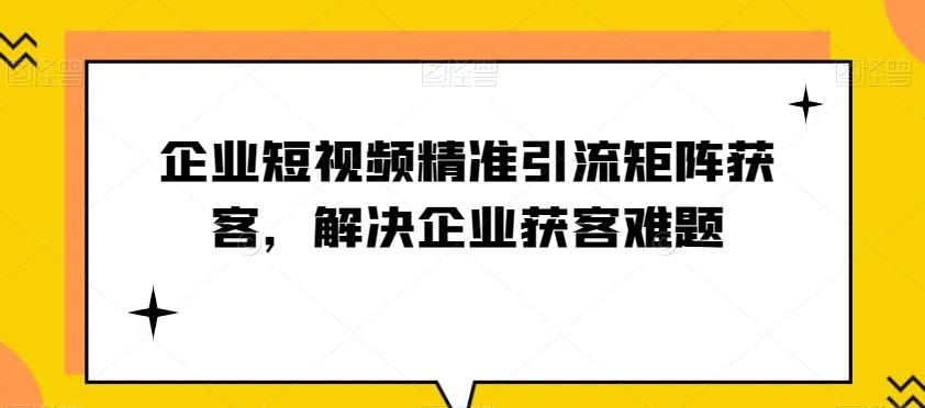企业短视频精准引流矩阵获客，解决企业获客难题-网创小站