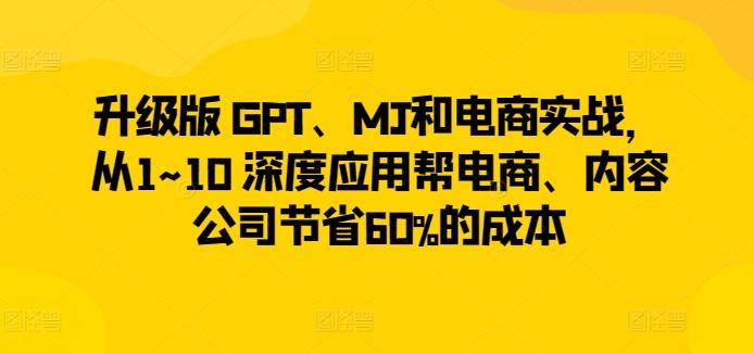 升级版 GPT、MJ和电商实战，从1~10 深度应用帮电商、内容公司节省60%的成本-网创小站