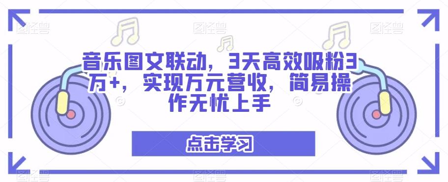 音乐图文联动，3天高效吸粉3万+，实现万元营收，简易操作无忧上手-网创小站
